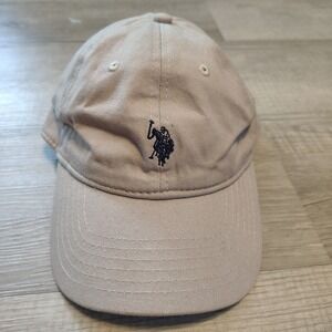 US Polo Assn Mens Khaki Tan Adjustable Baseball Cap Dad Hat Embroidered Logo